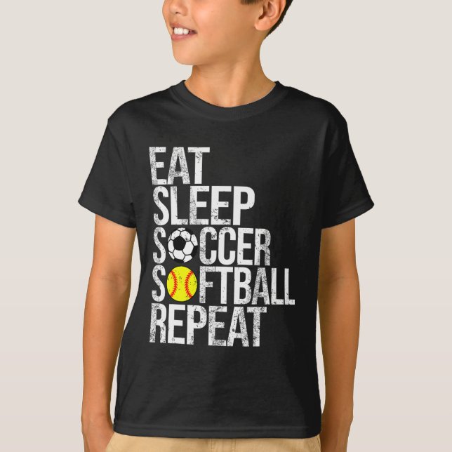 Eat Sleep Soccer Softll Repeat Funny Ll  T-Shirt (Front)