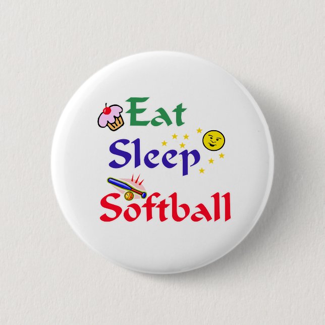 Eat Sleep Softball 2 Inch Round Button (Front)