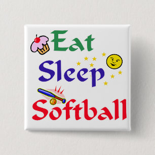 Eat Sleep Softball 2 Inch Square Button