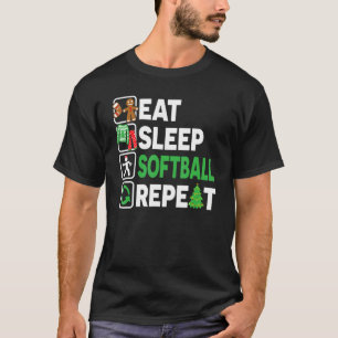 Eat Sleep Softball Repeat Christmas Pajama Teen K T-Shirt