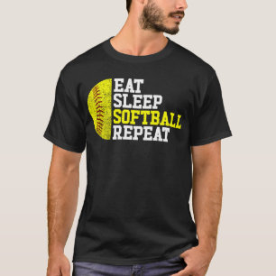 Eat Sleep Softball Repeat Fast Pitch Girl Softball T-Shirt