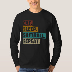 Eat Sleep Softball Repeat Retro Vintage Softball T-Shirt