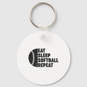 Eat Sleep Softll Repeat Teens Girls Boys Kids Men Keychain