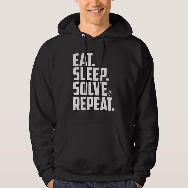 Eat Sleep Solve Repeat Speed Cubing Cuber Cube Hoodie (Front)