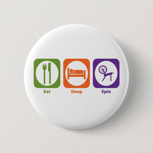 Eat Sleep Spin 2 Inch Round Button (Front)