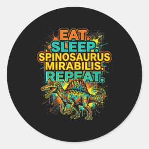 Eat sleep spinosaurus mirabilis repeat splatter classic round sticker