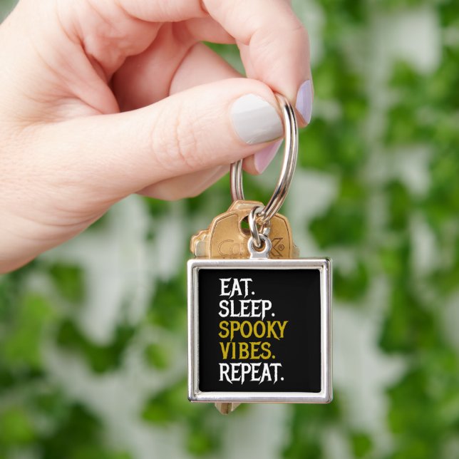 Eat Sleep Spooky Vibes Repeat - Halloween 2022     Keychain (Hand)