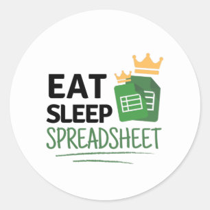 Eat Sleep Spreadsheet Classic Round Sticker