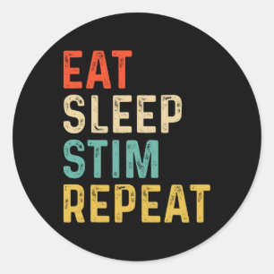 Eat Sleep Stim Repeat Autism Awareness Kids Boys W Classic Round Sticker