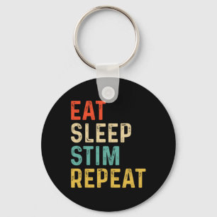Eat Sleep Stim Repeat Autism Awareness Kids Boys W Keychain