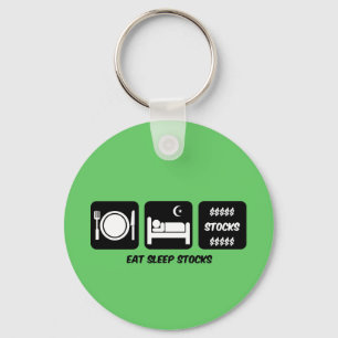 eat sleep stocks keychain
