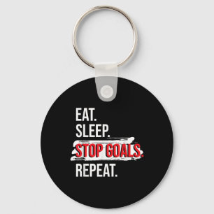 Eat Sleep Stop Goals Repeat - Field Hockey Player Keychain