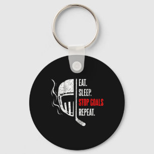 Eat Sleep Stop Goals Repeat Goalie Goal Keeper Ice Keychain