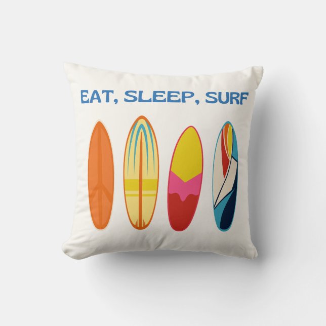 Eat, Sleep, Surf, Repeat - Beach Life Throw Pillow (Front)