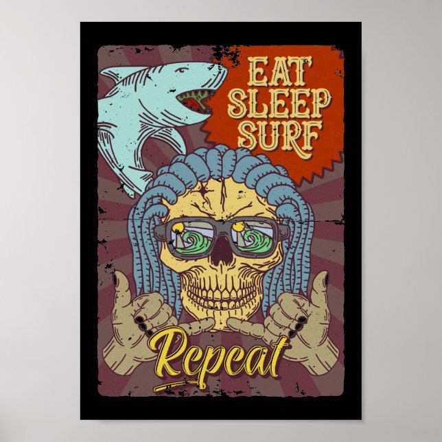 Eat Sleep Surf Repeat Poster (Front)