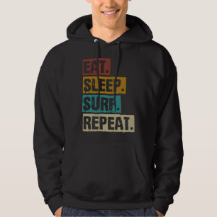 Eat Sleep Surf Repeat  Retro Vintage Surfing Surfe Hoodie