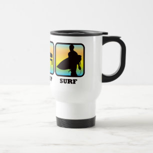 Eat Sleep Surf Retro Surfer Silhouette Travel Mug