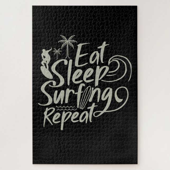 Eat Sleep Surfing Repeat Jigsaw Puzzle (Vertical)