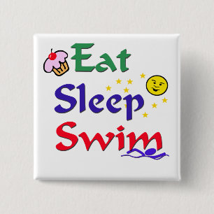 Eat Sleep Swim 2 Inch Square Button