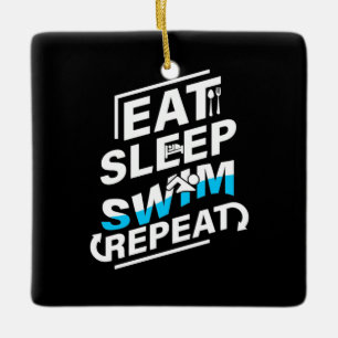 Eat Sleep Swim Ceramic Ornament