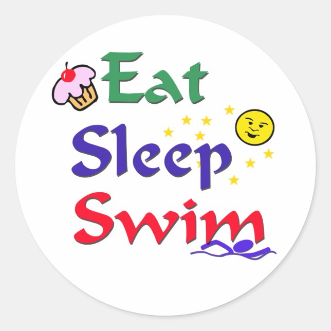 Eat Sleep Swim Classic Round Sticker (Front)