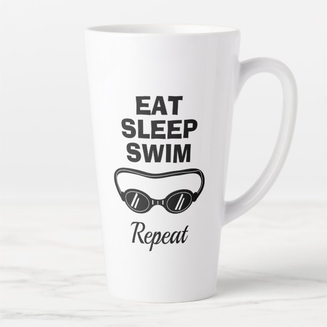 Eat sleep swim repeat big latte coffee mug gift (Right)