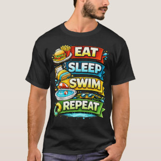 Eat Sleep Swim Repeat Funny Summer Vacation Pool T-Shirt
