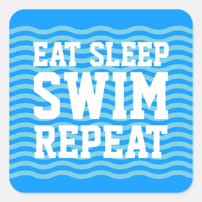 Eat sleep swim repeat funny water sports stickers (Front)