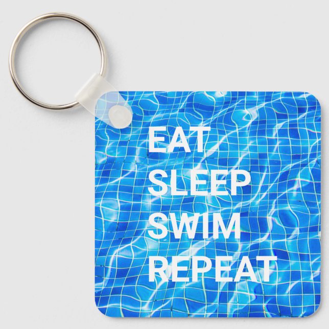Eat Sleep Swim Repeat Swimming Pool Aquatic Keychain (Front)