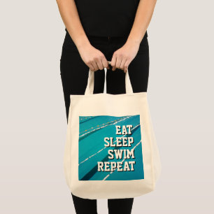 EAT SLEEP SWIM REPEAT swimming pool grocery Tote Bag
