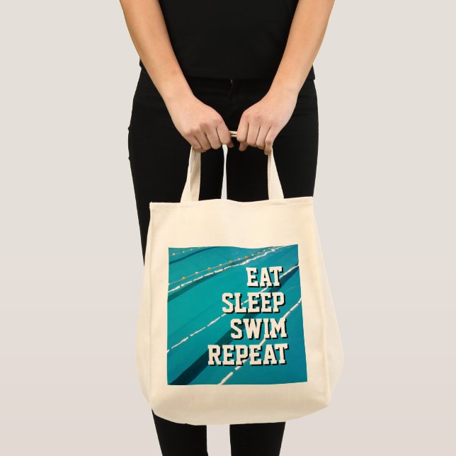 EAT SLEEP SWIM REPEAT swimming pool grocery Tote Bag (Front (Product))