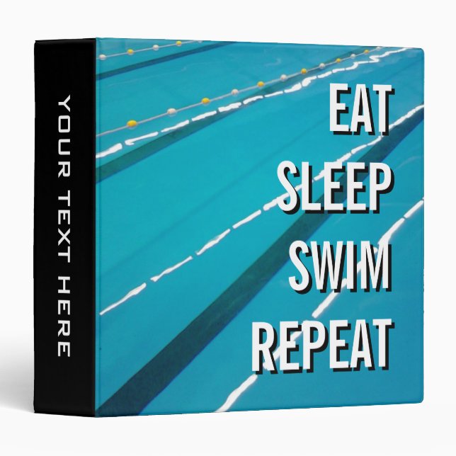 EAT SLEEP SWIM REPEAT swimming pool ring binder (Front/Spine)