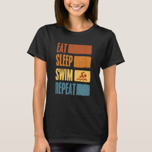 Eat Sleep Swim Repeat Swimming Sarcastic Print 7 T-Shirt