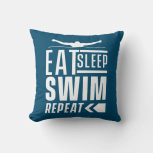Eat Sleep Swim Repeat Throw Pillow
