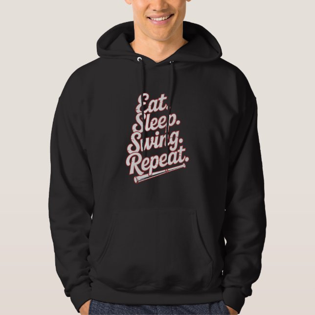 Eat Sleep Swing Repeat Baseball Routine Hoodie (Front)