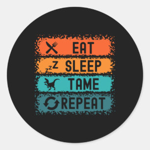 Eat Sleep Tame Repeat Gamer Dinosaur Trex Lover  Classic Round Sticker