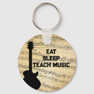 Eat Sleep Teach Music Repeat Music Humour Keychain
