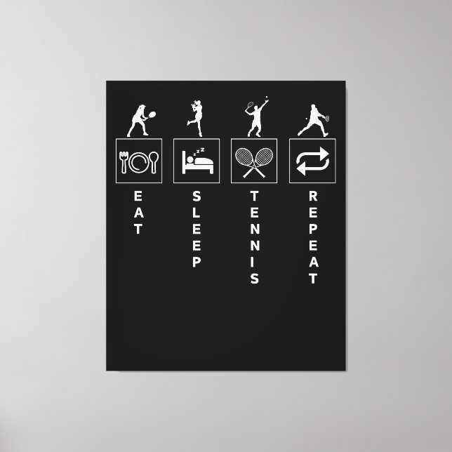 Eat Sleep Tennis Repeat Canvas Print (Front)