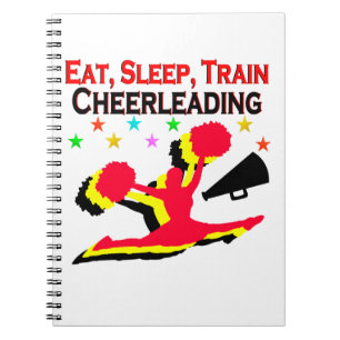 EAT, SLEEP TRAIN CHEERLEADING RED DESIGN NOTEBOOK