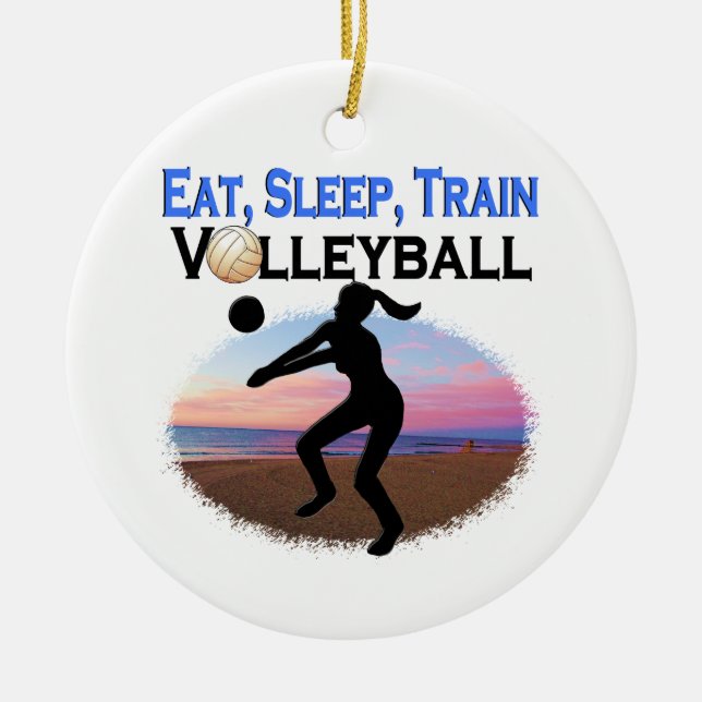 EAT, SLEEP, TRAIN VOLLEYBALL CERAMIC ORNAMENT (Front)