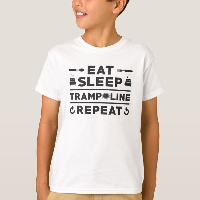 Eat Sleep Trampoline Repeat Trampolining Gymnast T-Shirt (Front)
