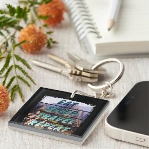 Eat Sleep Travel Repeat - Machu Picchu, Peru Keychain