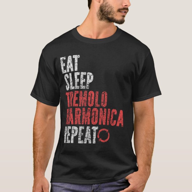 Eat Sleep Tremolo harmonica Repeat T-Shirt (Front)