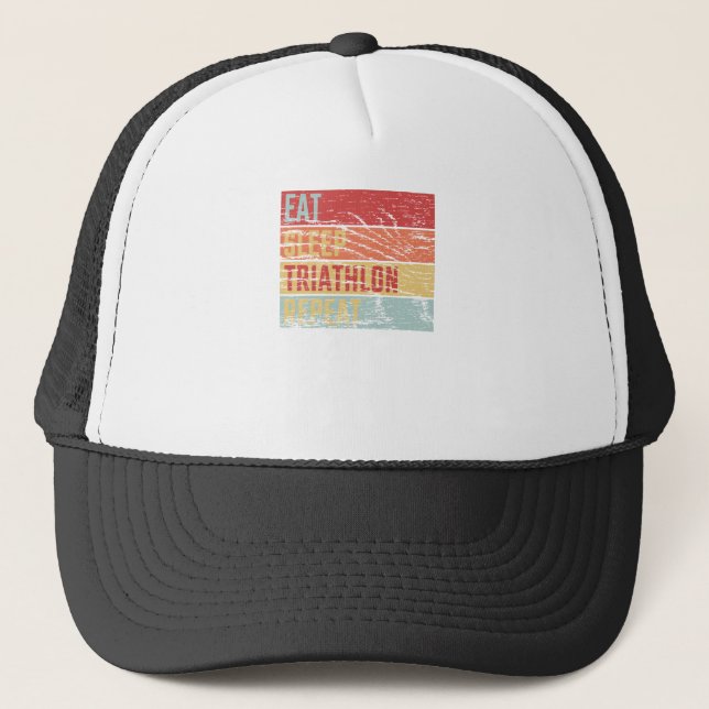 Eat Sleep Triathlon Repeat Trucker Hat (Front)