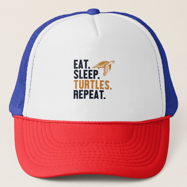 Eat Sleep Turtles Repeat Tortoise Painted Lover  Trucker Hat (Front)