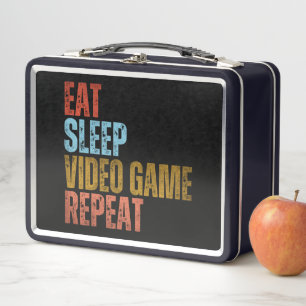 EAT SLEEP VIDEO GAME REPEAT METAL LUNCH BOX