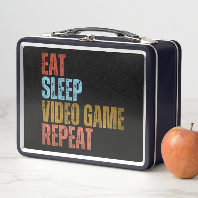 EAT SLEEP VIDEO GAME REPEAT METAL LUNCH BOX (In Situ)