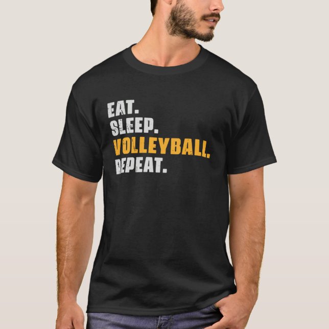 Eat Sleep Volleyball Repeat   Volleyball Retro Vin T-Shirt (Front)