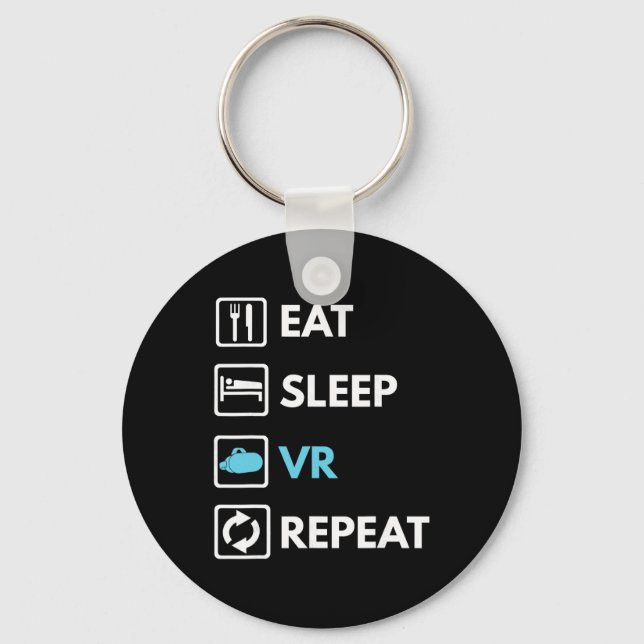 Eat Sleep Vr Repeat Funny Vr Gamer Boy Vr Athlete  Keychain (Front)