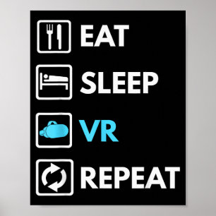 Eat Sleep Vr Repeat Funny Vr Gamer Boy Vr Athlete  Poster